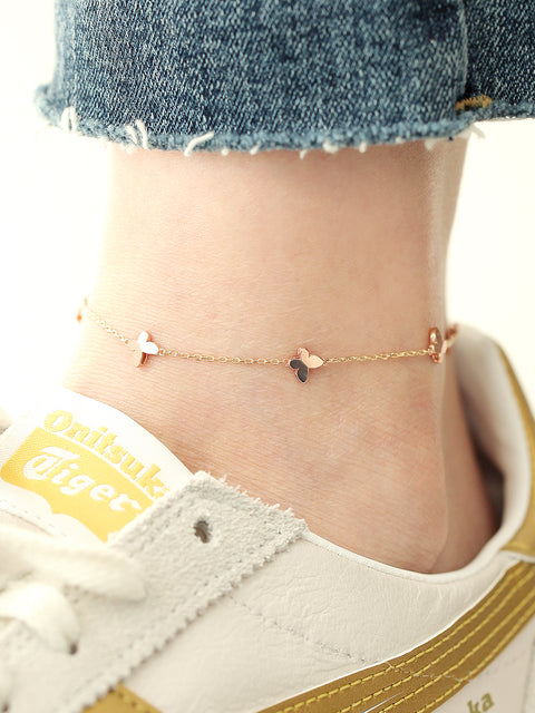 14K 18K Gold Mini Butterfly Anklet Bracelet