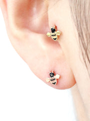 14K Gold Bee Cartilage Earring 20g