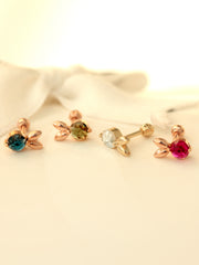 14K Gold Colorful Rabbit Cartilage Earring 18G16G
