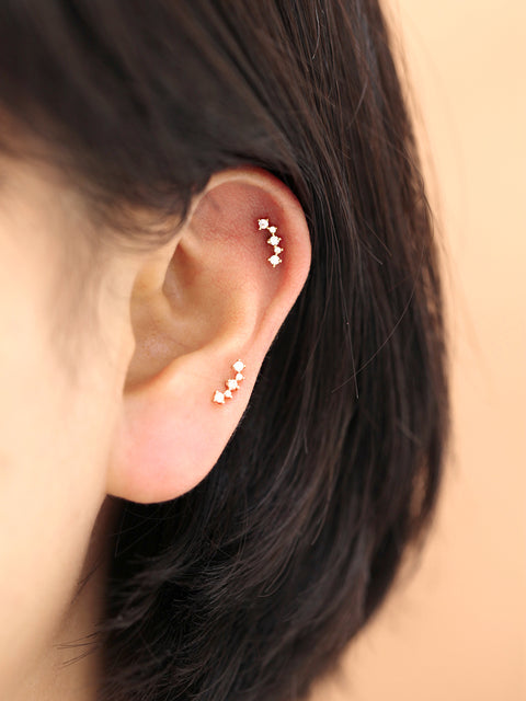 14K gold Curve Cubic cartilage earring 20g