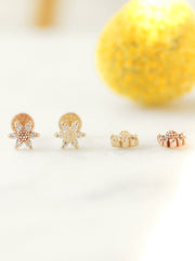 14K Gold Mini Flower Labret Piercing 18G16G