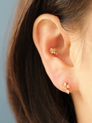 14K Gold Leaf Cartilage Earring 20G