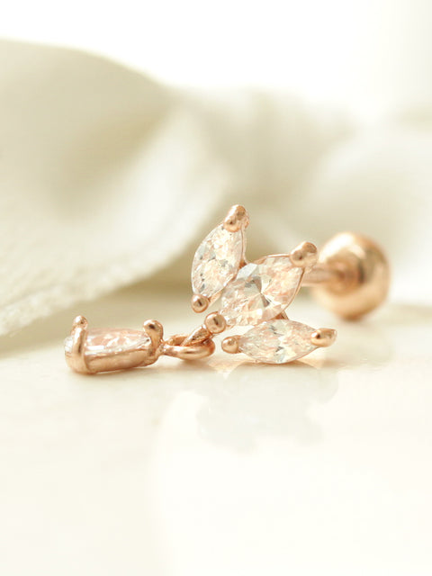 14K gold Mini Tiara Drop Cartilage Earring 20G