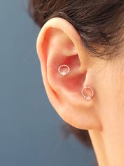 925 Silver Bubble Cubic Ball Cartilage Earring 16G