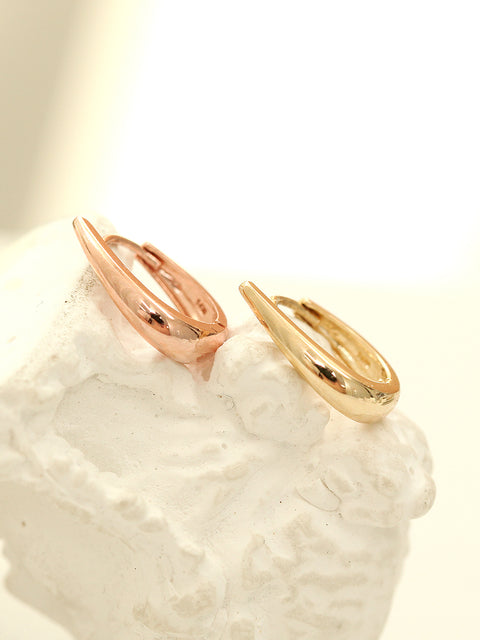 14K Gold Slim Tear Drop Hoop Earring