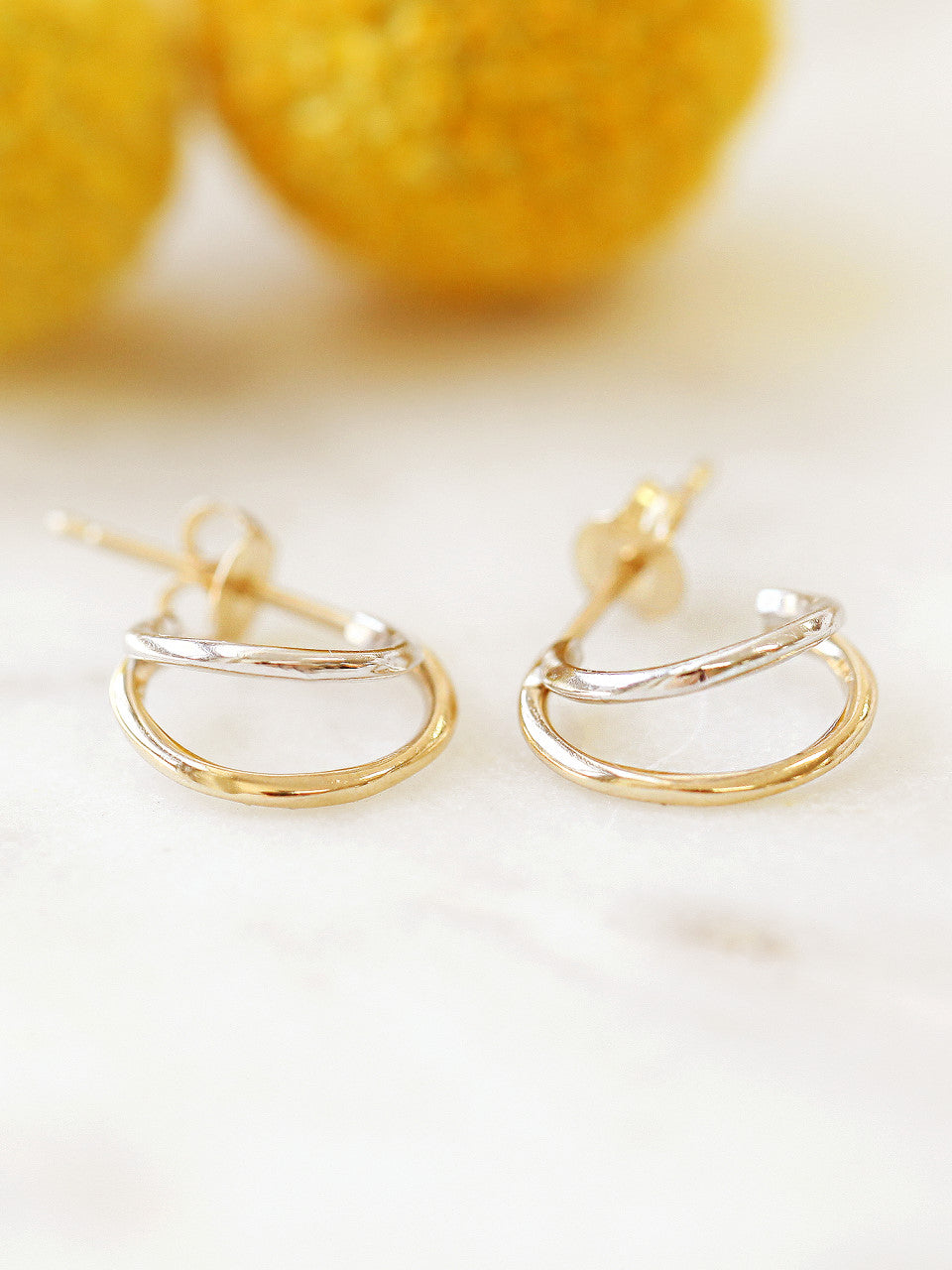 14K Gold 2 Line Circle Hoop Earring