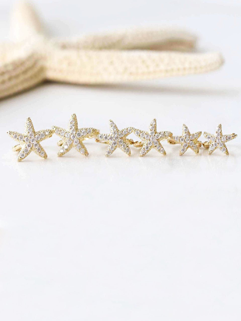 14K Gold Starfish Hoop Earring