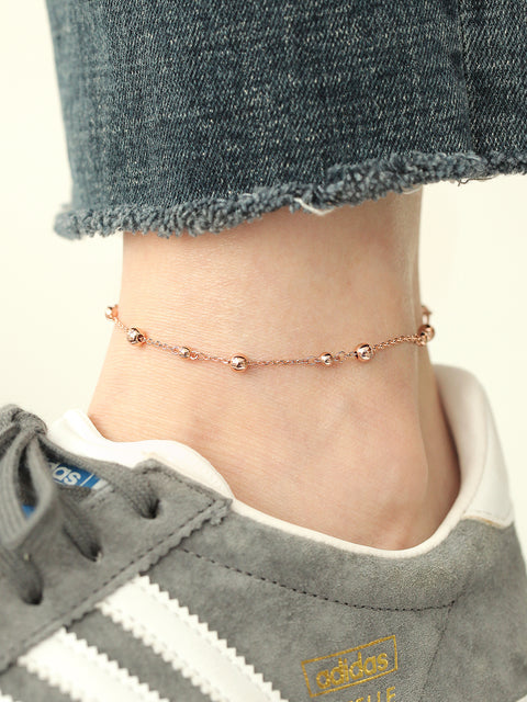 14K 18K Gold Ball Chain Anklet Bracelet