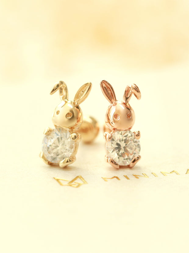 14K Gold Cubic Rabbit Cartilage Earring 20G18G