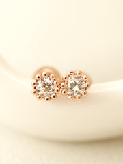 14K Gold Round Cubic Cartilage Earring 20G18G16G