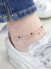 14K 18K Gold Layered Black Star Anklet