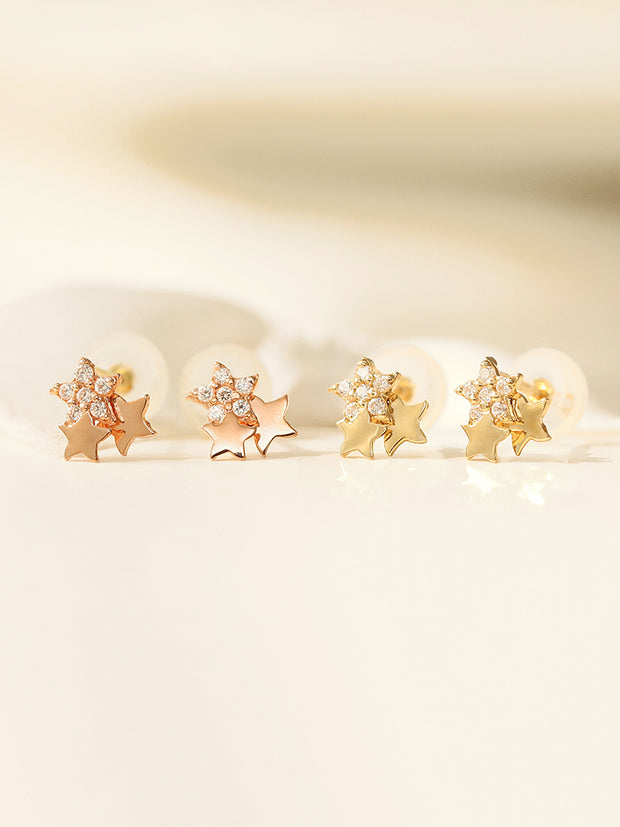 14K gold Star Cubic cartilage earring 20g