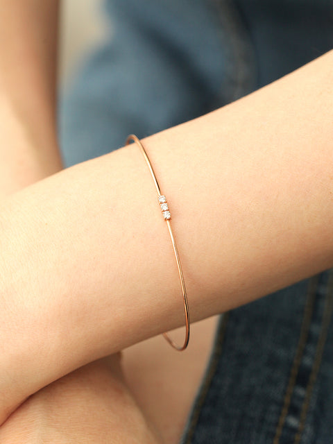 14K Gold Slim Mini Cubic Bangle