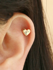 14K gold Heart cartilage earring 20g