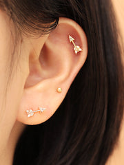 14K gold CUBIC ARROW cartilage earring 20g