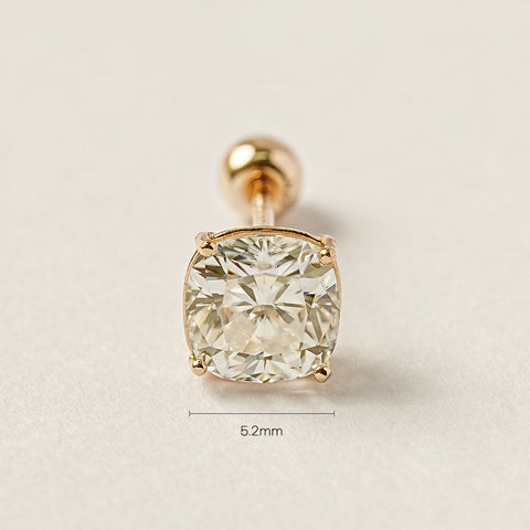 14K Gold Moissanite Sqaure Cartilage Earring 20G18G16G