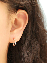 14K Gold 2 line Half Cubic Cartilage Earring 20G18G16G