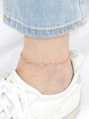 14K 18K Gold Cutting Twist Coin Chain Anklet