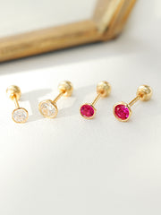14K gold Crystal Ruby cartilage earring 20g