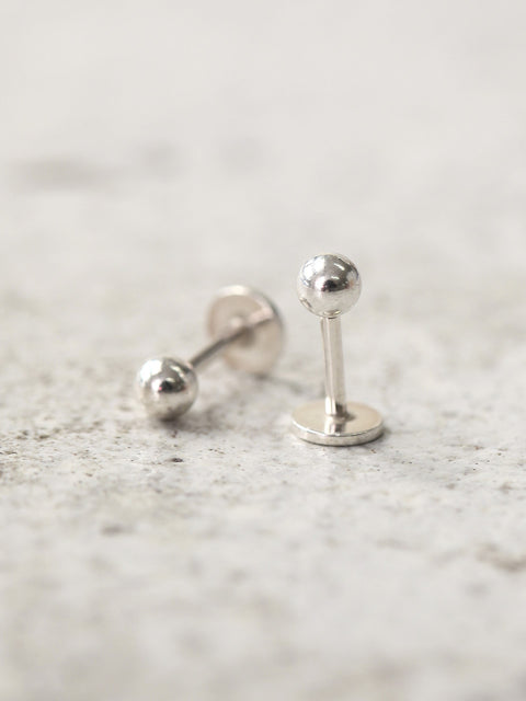 925 Silver Ball externally threaded LABRET piercing 16g