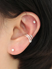 925 Silver Triple Cubic Star Ear Cuff