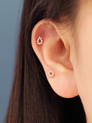 14K Gold Cubic Tear Drop Cartilage Earring 20G18G16G