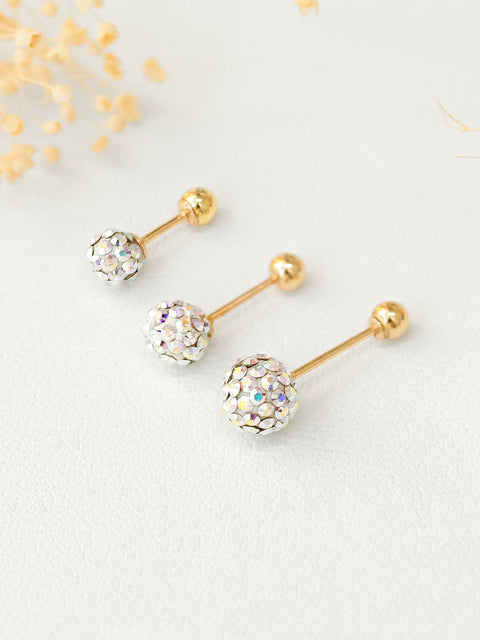 14K gold color cubic ball cartilage earring 20g