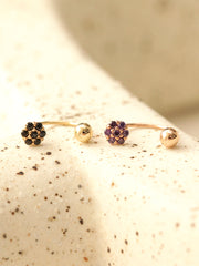 14K Gold Mini Flower Curve Piercing 20G