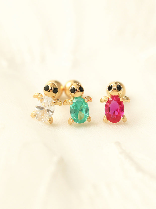 14K Gold Cubic Turtle Cartilage Earring 20G