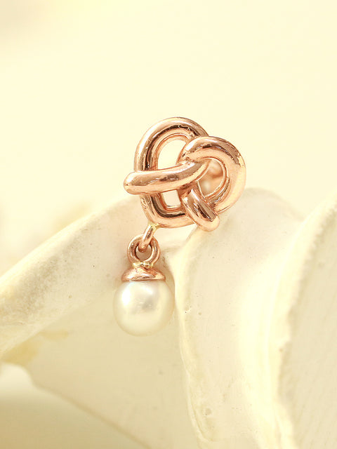 14K Gold Pearl Heart Cartilage Earring 18G16G