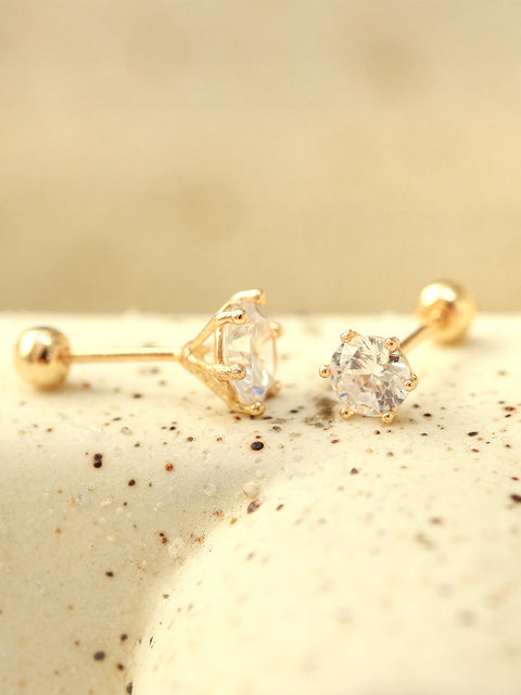 14K Gold Daily 6 Prongs Cubic Cartilage Earring 20G