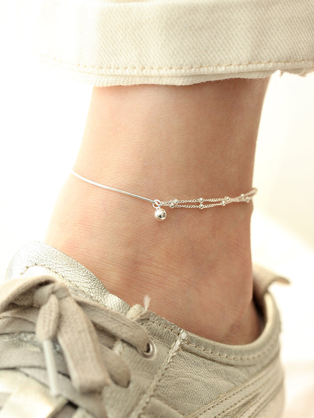 925 Silver Ball Point Chain Anklet