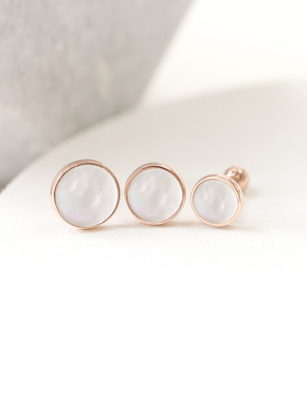 14K gold White Mother of Pearl Cartilage Earring 18G16G