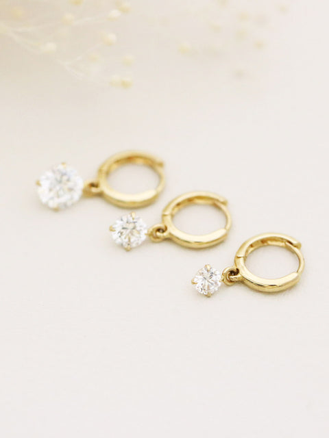 14K Gold Cubic Hoop Earring