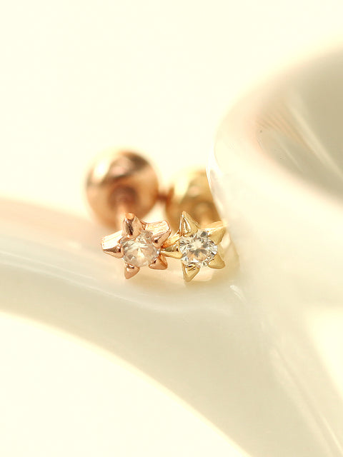 14K gold Mini Cubic Star cartilage earring 20g