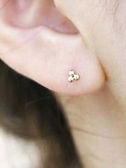 14K Gold Triangle Ball Cubic Cartilage Earring 18G16G