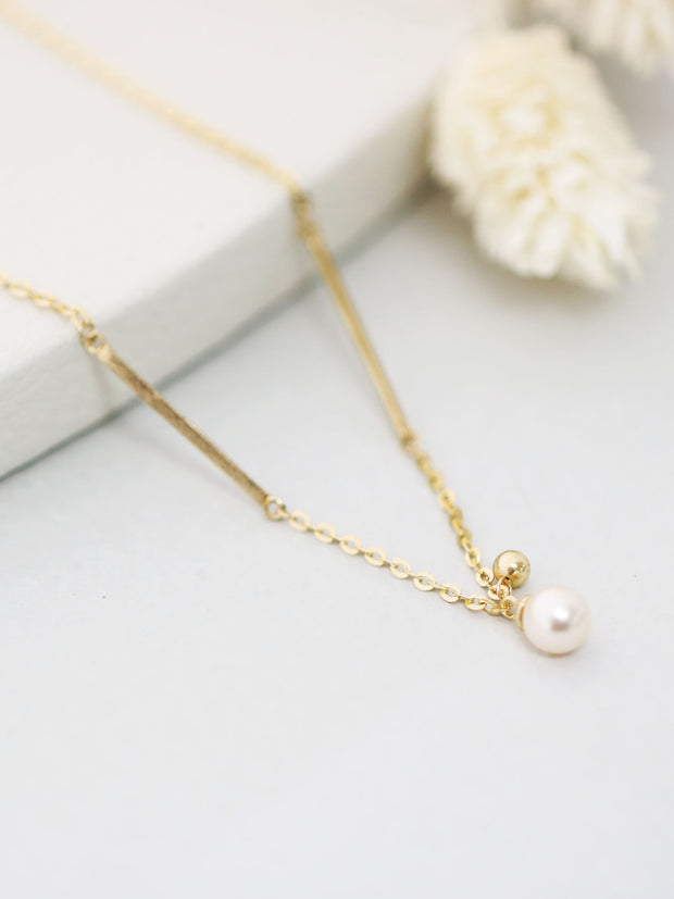14K Gold Pearl & Ball Anklet