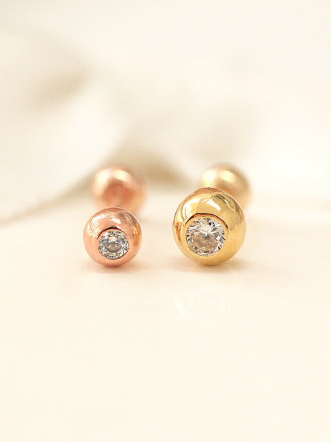 14K gold Cubic Ball cartilage earring 20g