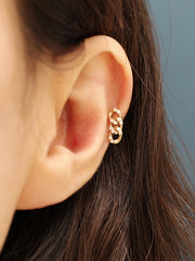 14K Gold Drop Cubic Chain Cartilage Earring 20G