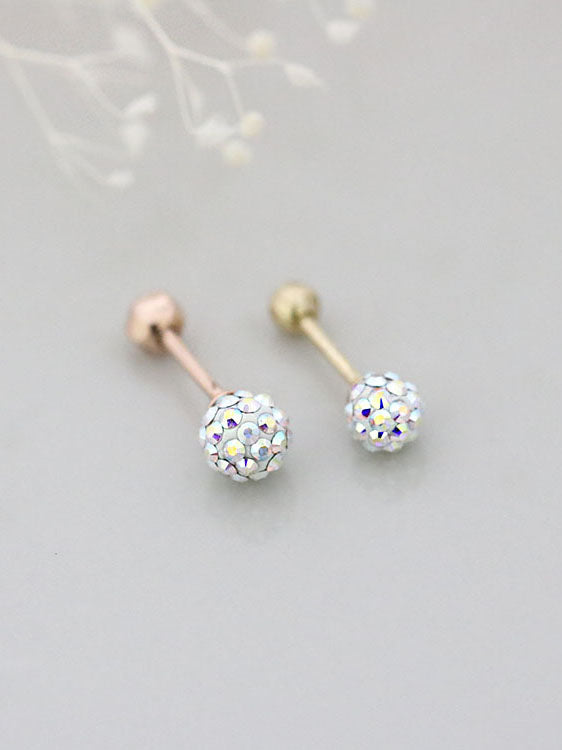 14K Gold Colorful Ball Cartilage Earring 18G16G