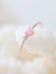 14K Gold Pink Stone Cubic Ring