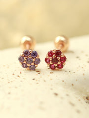 14K Gold Mini Colorful Flower Cartilage Earring 20G