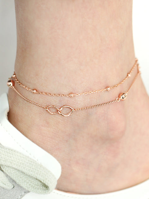 14K 18K Gold Infinite Two-Line Ball Anklet