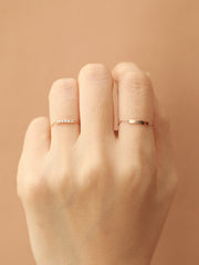 14K Gold Cubic Stick Chain Ring