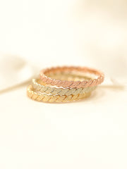 14K Gold Brushed Twist Ring