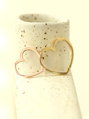 14K Gold Modern Heart Hoop Earring