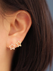 14K gold Line Cubic Star cartilage earring 20g