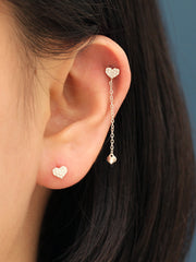 925 Silver Heart Cubic cartilage earring 16g