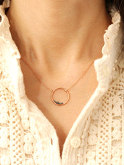 14K 18K Blue Diamond Circle Necklace