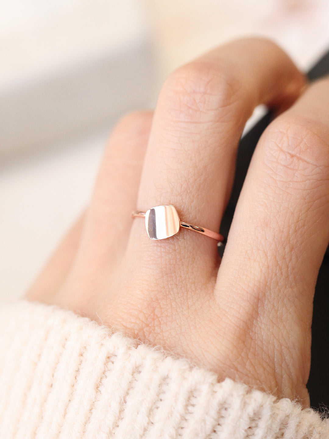 14K 18K Gold Modern Square Ring – MinimalBijoux